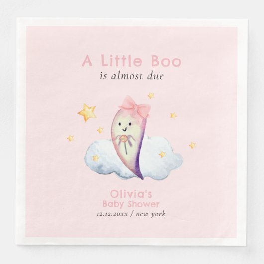 Pink Little Boo Bow Ghost Girl Babydusche Serviette (Vorderseite)