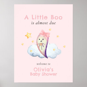 Pink Little Boo Ghost Girl Babydusche Willkommen Poster