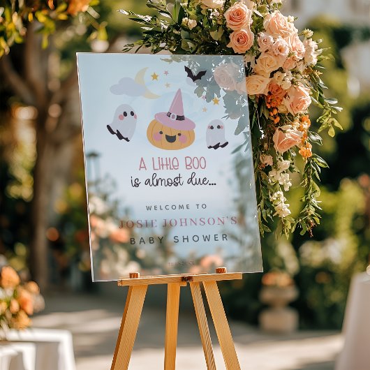 Pink Little Boo Halloween Baby Dusche Empfang Acrylschild