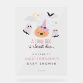 Pink Little Boo Halloween Baby Dusche Empfang Acrylschild (Vorderseite)