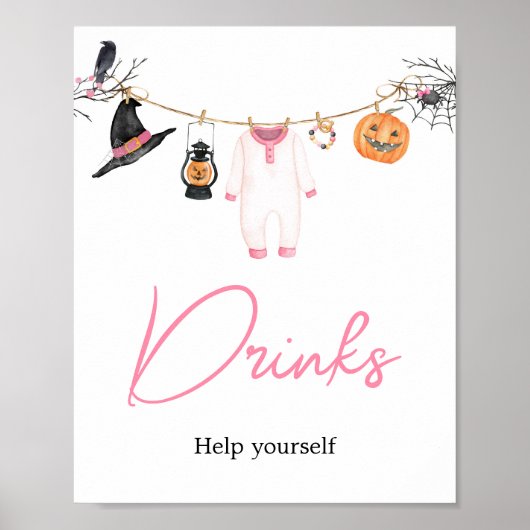 Pink Little Boo Halloween Baby Shower Drinks Poster (Vorne)