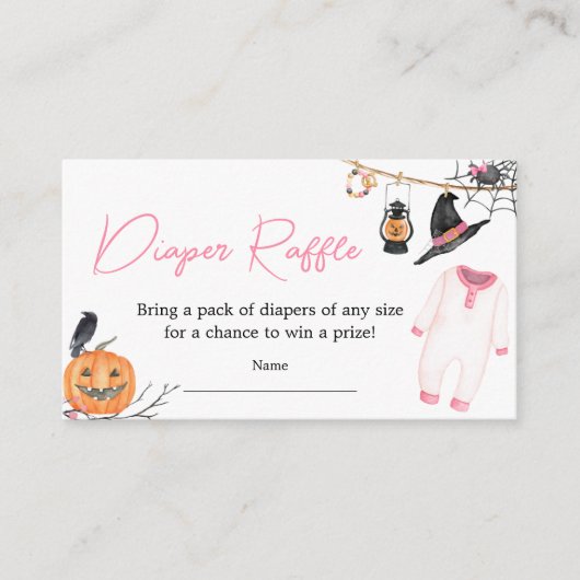 Pink Little Boo Halloween Diaper Raffle Begleitkarte (Vorderseite)