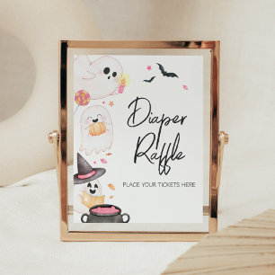 Pink Little Boo Halloween Diaper Raffle Poster