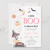 Pink Little Boo Halloween Kinderdusche Einladung (Vorderseite)