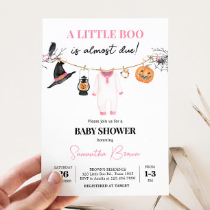 Pink Little Boo Halloween Kinderdusche Einladung