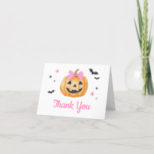 Pink Little Boo Spooky Pumpkin Baby Dusche Dankeskarte