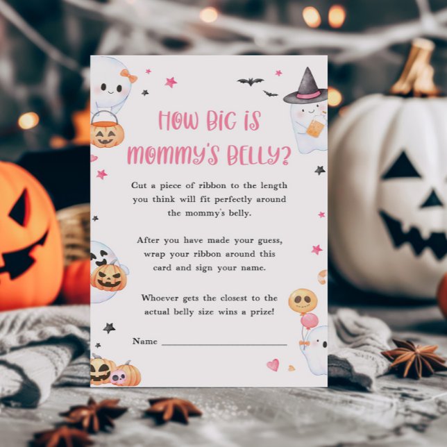 Pink Little Boo Wie groß ist Mommys Belly Game (Baby is Brewing Baby Shower How Big is Mommy's Belly Game)