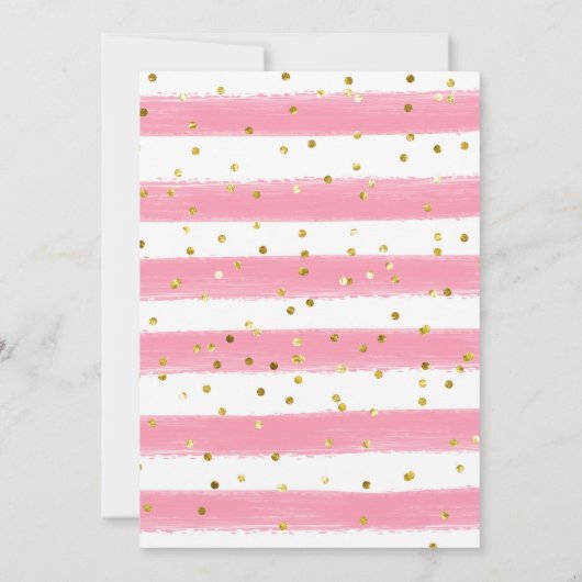 Pink Little Bunny Gold Baby Dusche Einladung (Rückseite)