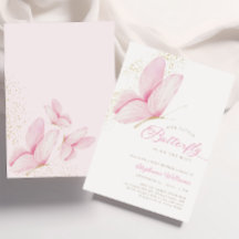 Pink Little Butterfly Baby Dusche Einladung