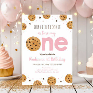 Pink Little Cookie Erster Geburtstag Einladung