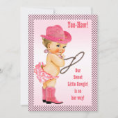 Pink Little Cowgirl Polka Dots Baby Dusche Einladung (Vorderseite)