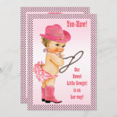 Pink Little Cowgirl Polka Dots Baby Dusche Einladung (Vorne/Hinten)