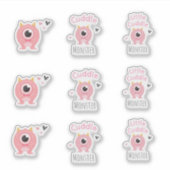 Pink Little Cuddle Monster Stickers Aufkleber (Vorderseite)