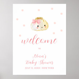 Pink Little Dumpling Girl Babydusche Begrüßung Poster