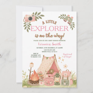 Pink Little EXPLORE ist auf dem Weg Girl Baby Show Einladung