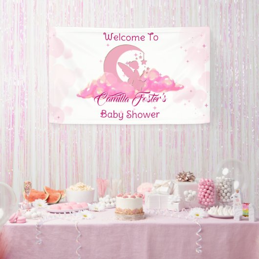Pink Little Fairy in Clouds Baby Dusche Empfang Banner (Party)