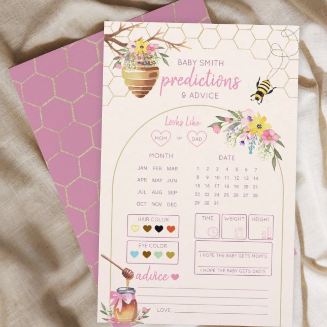 Pink Little Honey Bee Baby Shower Predictions Game (Von Creator hochgeladen)