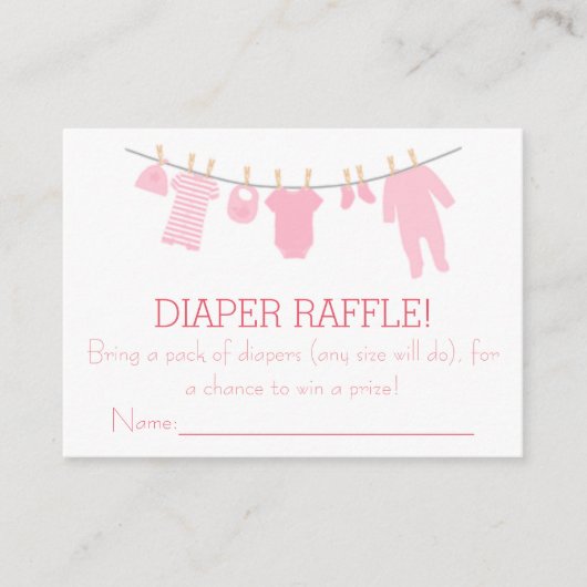 Pink Little Kleidung Diaper Raffle Tickets Begleitkarte (Vorderseite)