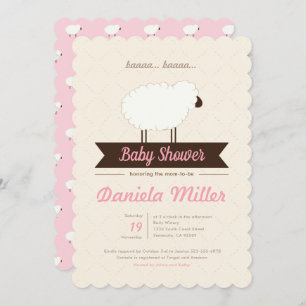 Pink Little Lamb Baby Girl Dusche Einladung