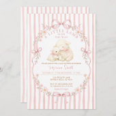 Pink Little Lamb Baby Shower Stripes Invitation Einladung (Vorne/Hinten)