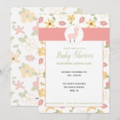 Pink Little Llama Babydusche lädt ein Einladung (Vorne/Hinten)