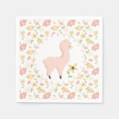 Pink Little Llama Paper Napkin Serviette (Vorderseite)