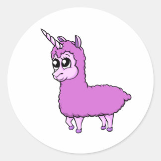 Pink Little Llamacorn Runder Aufkleber