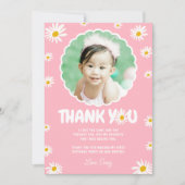 Pink Little Miss ONEderful Daisy 1. Geburtstag Dankeskarte (Vorderseite)