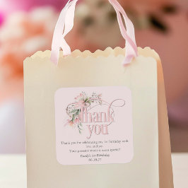 Pink Little MIss Onederful Girl 1. Geburtstag viel Quadratischer Aufkleber