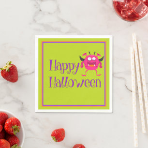 Pink Little Monster Halloween Spaß Kinder Serviette