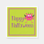 Pink Little Monster Halloween Spaß Kinder Serviette (Vorderseite)
