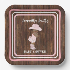 Pink Little OM Cowgirl Western Babydusche Pappteller