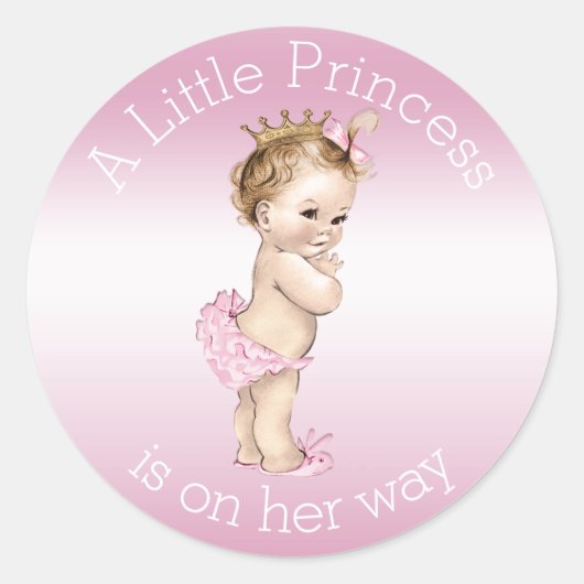Pink Little Princess Baby Dusche Runder Aufkleber (Vorderseite)