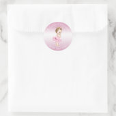 Pink Little Princess Ballerina Baby Dusche Runder Aufkleber (Tasche)