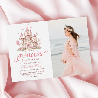 Pink Little Princess Castle Girl Baby Shower Photo Einladung