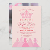 Pink Little Princess Crown Geburtstag Einladung (Vorne/Hinten)