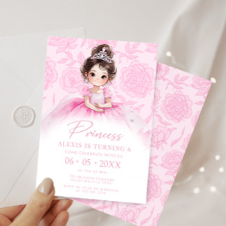 Pink Little Princess Royal Birthday Girl Einladung