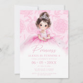 Pink Little Princess Royal Birthday Girl Einladung (Vorderseite)