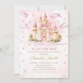 Pink Little Princess Royal Castle Babydusche Einladung (Vorderseite)