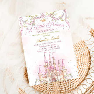 Pink Little Princess Royal Castle Babydusche Einladung