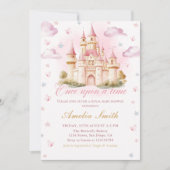 Pink Little Princess Royal Castle Babydusche Einladung (Vorderseite)