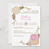 Pink Little Pumpkin 1. Geburtstag Einladung (Vorderseite)