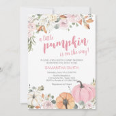 Pink Little Pumpkin Baby Dusche Einladung (Vorderseite)