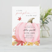 Pink Little Pumpkin Baby Dusche Einladung (Stehend Vorderseite)