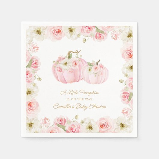 Pink Little Pumpkin Baby Dusche Serviette (Vorderseite)