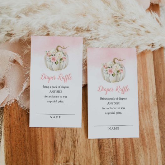 Pink Little Pumpkin Diaper Raffle Ticket Begleitkarte