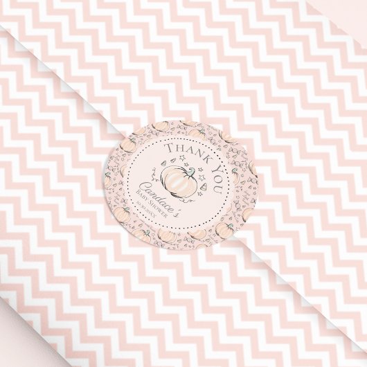 Pink Little Pumpkin Fall Baby Dusche Danke Runder Aufkleber