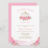 Pink Little Pumpkin Fall Girl Babydusche Einladung (Vorne/Hinten)