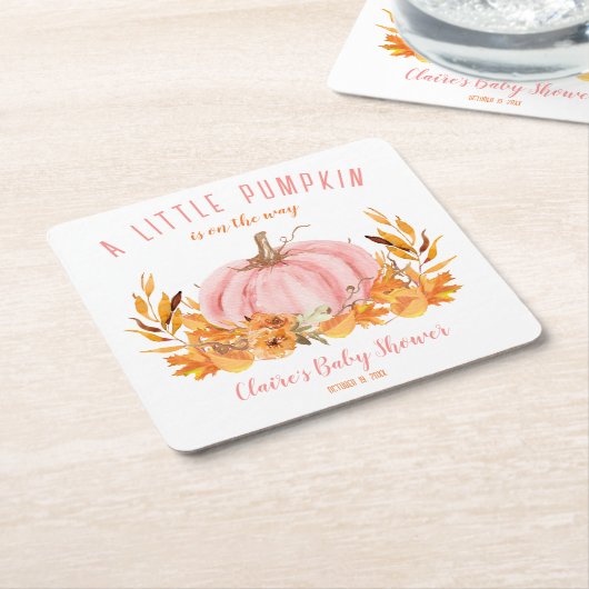 Pink Little Pumpkin Fall Girl Babydusche Rechteckiger Pappuntersetzer (angewinkelt)