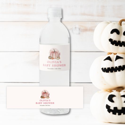 Pink Little Pumpkin Fall Girl Babydusche Wasserflaschenetikett